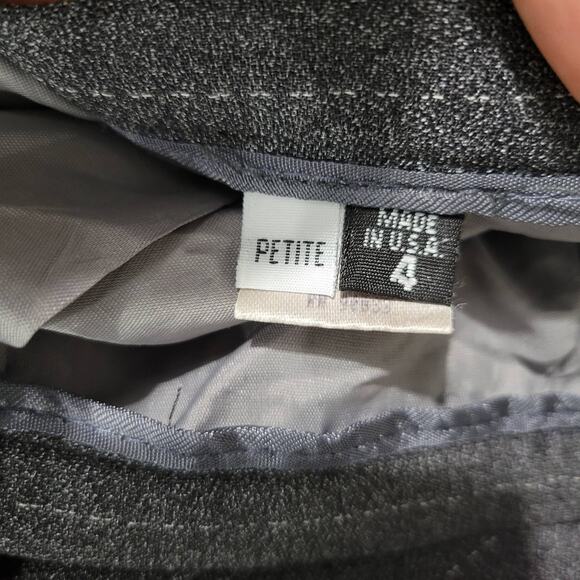 Vintage High Waisted Trousers Grey Striped Dress Pants Tapered Pleated 4 Petite - Picture 7 of 16